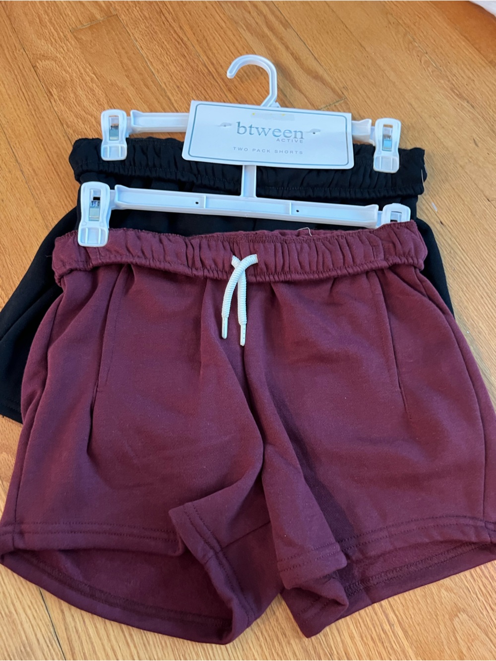 2 pair Maroon and Black Btween Drawstring Waist shorts